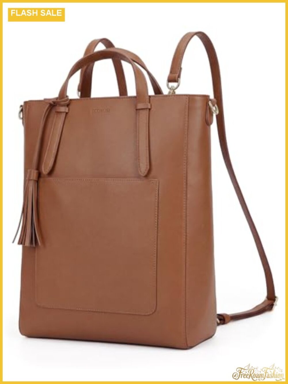 Vegan Leather Convertible Tote Backpack for Women, Multifunction Handbag, 14"